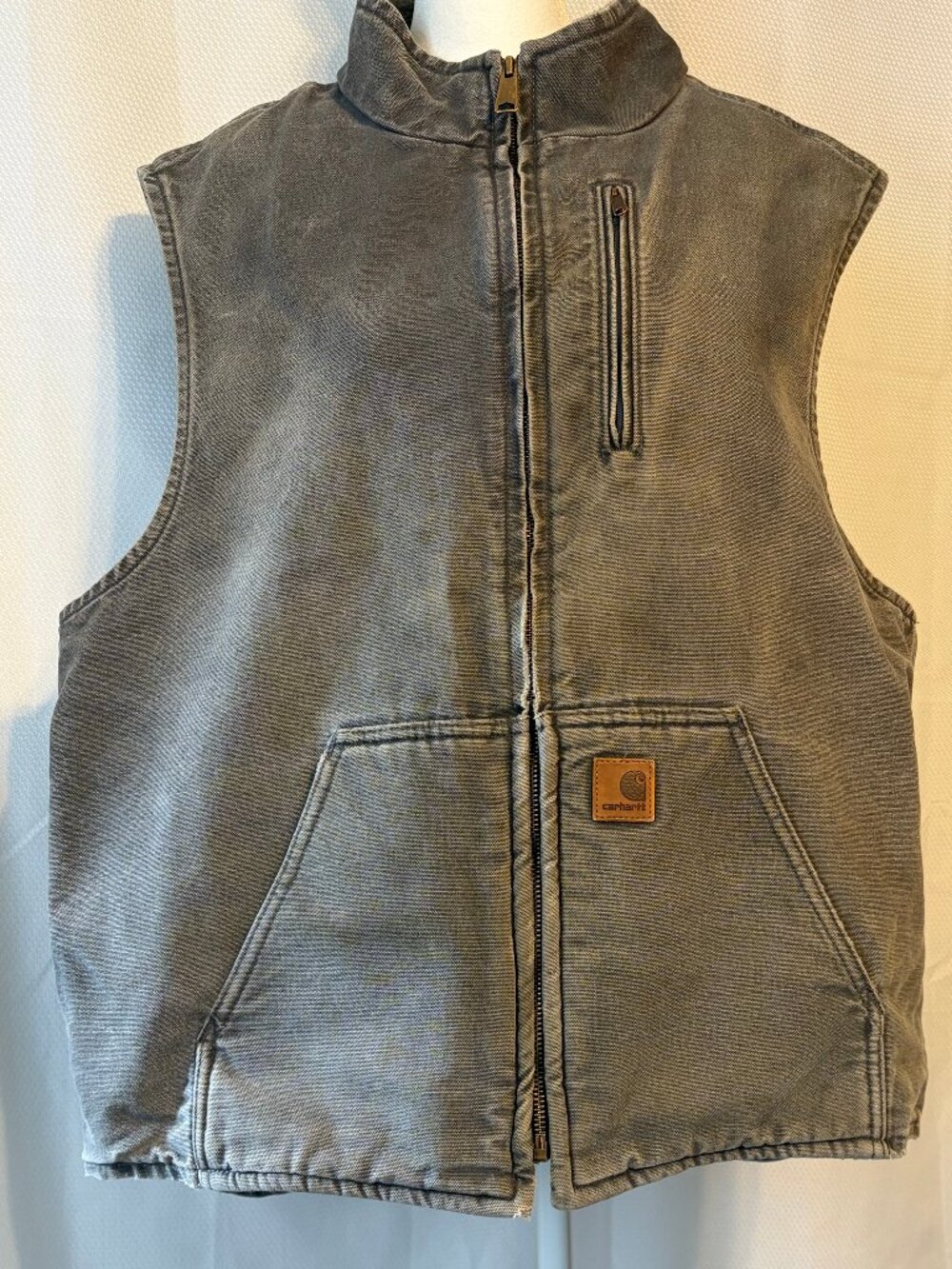 Vintage Carhartt V33 Gravel/Gray Sandstone Duck Sherpa-Lined Men's Work Vest